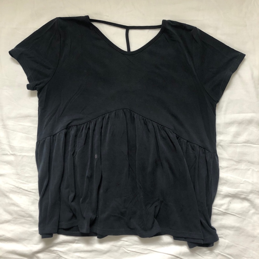 Empire Waist Short Sleeve Navy Top Crossy Back!